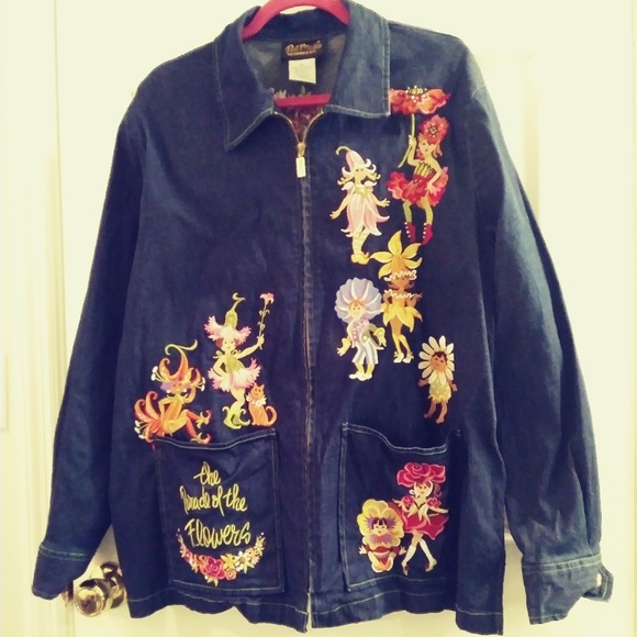 Bob Mackie Jackets & Blazers - Vintage Bob Mackie Sz XL Embroidered Denim Jacket